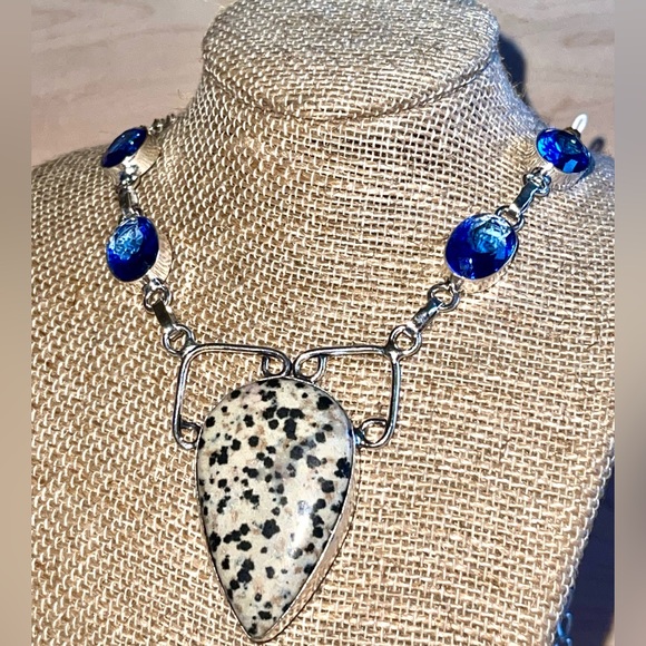 Dalmation Jasper Pendant Necklace 16-17” - Picture 9 of 13